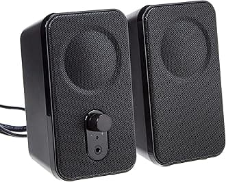 Amazon Basics AC-Powered Computer Speakers for Desktop or Laptop PC with Volume Control, Headphone Jack, Black (US Version)