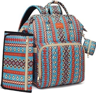 Western Boho Diaper Bag Backpack with Changing Pad Pacifier Case, Baby Bag for Boy Girl Toddler - 35L Large, Stylish Travel Diaper Bag for Mom - Baby Shower Gifts-Turquoise