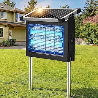 Solar Bug Zapper Outdoor, Jinyeda 4500V Rechargeable Mosquito Zapper 4000mAh Battery, Detachable Solar Panel, Mosquito Killer Indoor, Cordless Fly Insect Zapper Waterproof for Patio Garden Camping