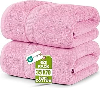Utopia Towels Luxurious Jumbo Bath Sheet 2 Piece, 600 GSM, 35 by 70 Inches, 100% Ring Spun Cotton, Highly Absorbent and Quick Dry Extra Large Bath Towel, Super Soft Towel, Pink