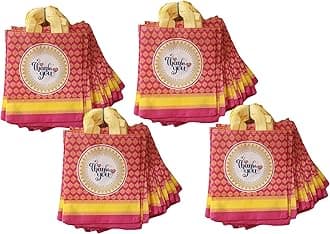Return gift bag (Thank you Gift Bags) / Birthday Party Return Gift Bag/Wedding Gift Bag (Thamboolam bags) - Medium size (9x11 Inch) (Pack of 100, Pink)