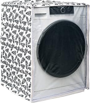 Classic® Front Load Washing Machine Cover Suitable for LG 5.5 Kg, 6 Kg, 6.5 Kg (50cmsX63cmsX81cms, Black & White)