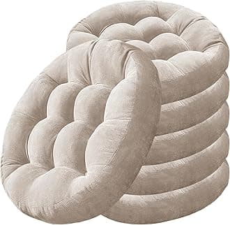 Degrees of Comfort Floor Cushion 6 Pack for Meditation, Office & Classroom – Corduroy Soft Seating Set, 22 Inch, High-Density Foam, Round Shape, Beige
