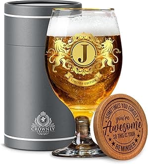 Personalised Beer Glass Gift for Men Dad Grandad Boyfriend Birthday Gifts Husband Uncle Presents (J)