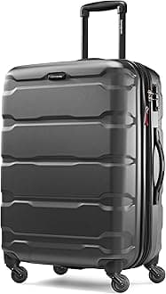 Omni PC Hardside Expandable Luggage with Spinner Wheels, Black, Checked-Medium 24-Inch