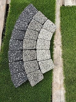 Garden Granite Circle Tree Surround Grass Border Paving Slab Stone Concrete Water Feature (CREAM/BLACK, 240)