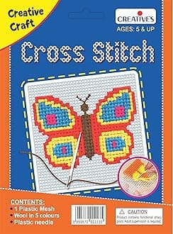 Creative's Plastic, Wool - 1538 Cross Stitch Butterfly Crafts Kit (Multi-Color)