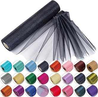 – Trimming Shop 29cm x 25m Roll of Organza Sheer Fabric - Elegant Decorative Cloth for Wedding Chair Bows, Table Runners, Party Favours - Crafting Supplies for Ribbons, Dress Accents,and Bags, Black