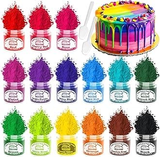 Food Coloring Powder for Baking - 15 Bright Colors Powdered Food Coloring, Flavorless High Concentrated Upgraded Food Dye for Icing, Baking, Cake Decorating, Cooking, Frosting - 5g/each