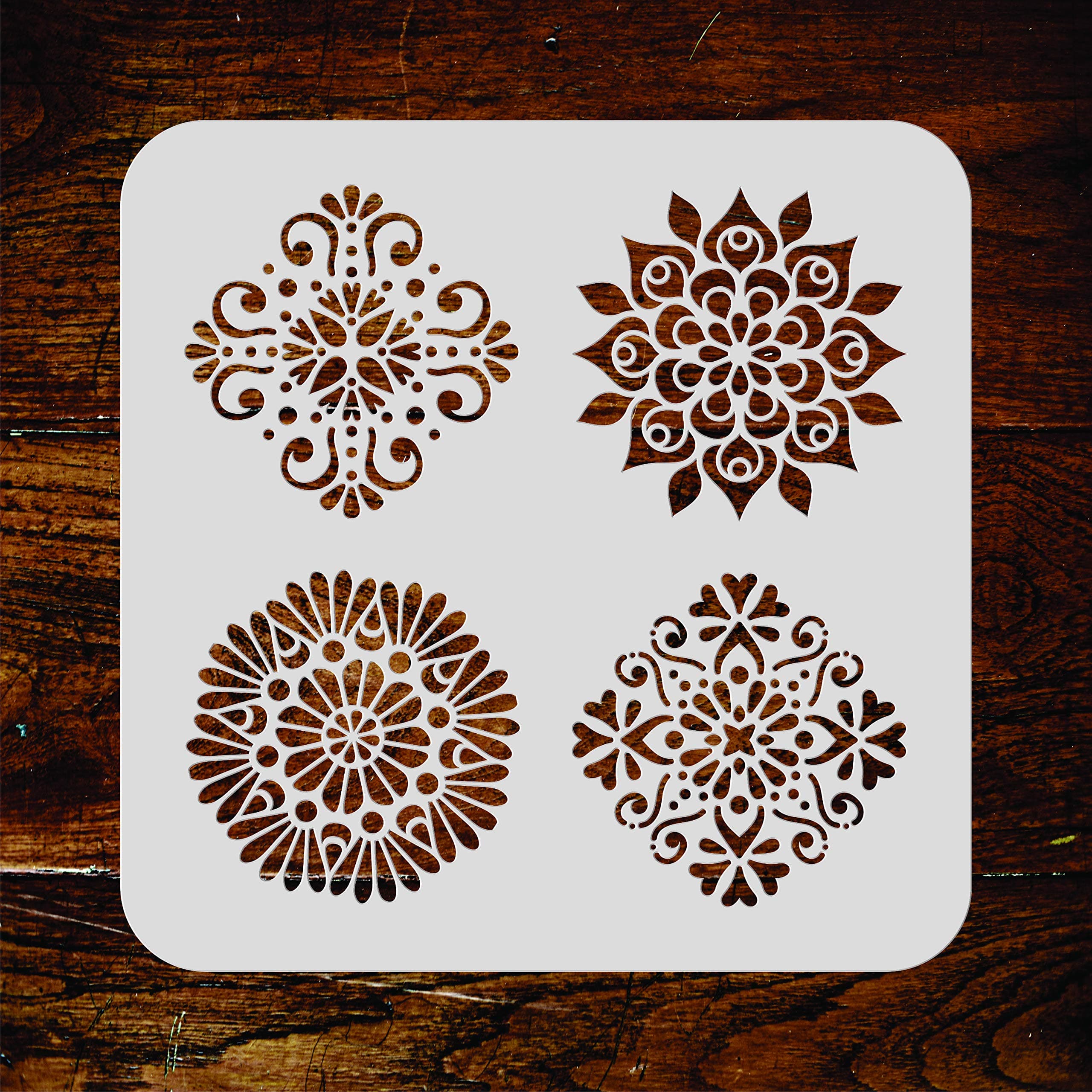 6.5" Mini Mandalas Stencil - 35.5 x 35.5 cm (L) - Reusable Small Accent Mandalas Wall Stencil Template