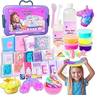 Slime Kit for Girls, Unicorn Slime Kit,Fluffy Slime Making Kit, DIY Slime Making Kits, Kids Slime Creation Kit and Super Birthday Party Favors Toys for Kids…