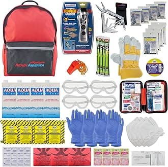 72 Hour Deluxe Emergency Kit, 4-Person 3-Day Backpack, First Aid Kit, Survival Blanket, Power Station, Emergency Food, Portable Disaster Preparedness Go-Bag for Earthquake, Fire, Flood