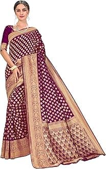 Glory Sarees Women's Kanchipuram Art Silk Saree With Blouse Piece, Wine, One size, Wine, One Size, Wine, One Size