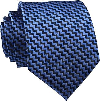 Men's Gingham Check Stripe Ties Pattern Business Formal Designer Neckties 3.15", Blue Black, One size