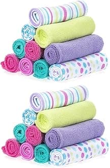 Spasilk Washcloth Wipes Set for Newborn Boys and Girls, Soft Terry Washcloth Set, Pack of 20, Aqua