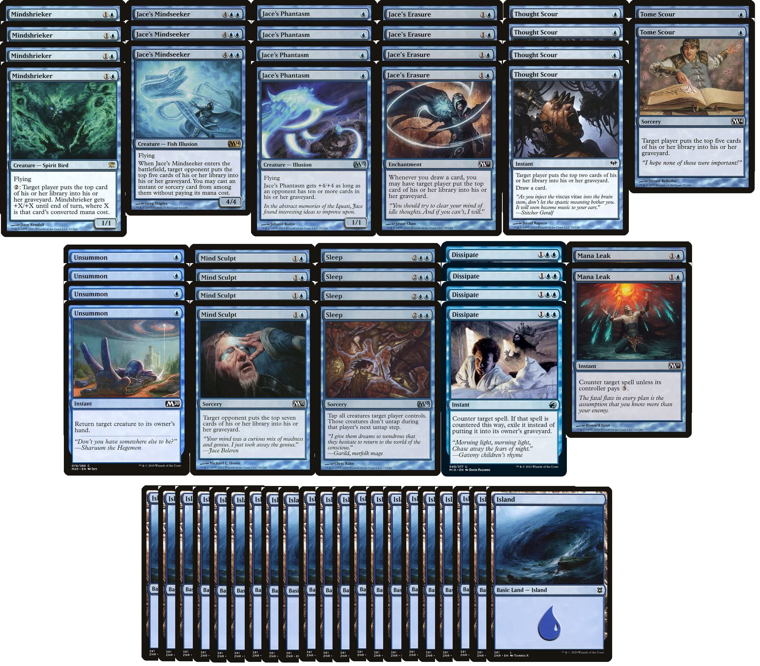 Mono Blue Mill Deck - Modern Legal - Custom Built - Magic The Gathering - MTG - 60 Card