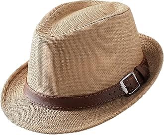 BABEYOND Straw Fedora for Men - Panama Trilby Short Brim Summer Sun Hat