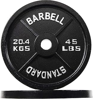 Fitvids Olympic 2-Inch Cast Iron Plate Weight Plate for Strength Training and Weightlifting, Vintage Style, 45LB Pair