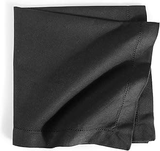 FINGERCRAFT Hemstitched Cotton Table Napkins Set of 6 – 20x20 Inch, 100% Cotton Cloth Napkins with Faggoting Stitching – Durable & Elegant for Parties (Black)