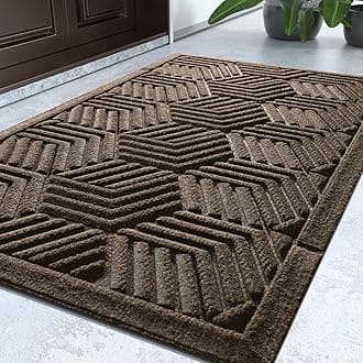 Yimobra Door Mats Outdoor 29.5x17, All-Season Waterproof Outdoor Mats for Front Door Entrance with Drainage Holes, Heavy Duty Non-Slip Doormat for Garage Patio Entryway Indoor, Brown