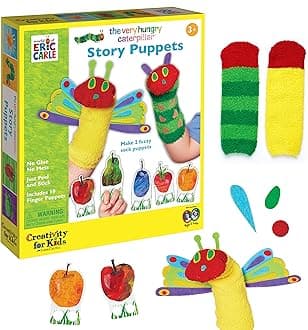 Creativity for Kids The Very Hungry Caterpillar Story Puppets: Sock Puppet Kit for Toddlers from The World of Eric Carle, Crafts for Kids Ages 3-5+