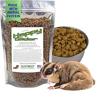 Suncoast Sugar Gliders Food for Happy Gliders - High Protein, Calcium, Vitamins and Minerals, Complete Nutrition for Small Animals and Exotic Pets, 2 Months Supply - Fruity, 1.5 lbs