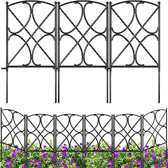 AMAGABELI GARDEN & HOME 10 Panels 24in(H)×10ft(L) Decorative Garden Fences and Borders for Dogs Rustproof Metal No Dig Fence Panels Garden Edging Border for Animal Barrier Flower Beds Yard Patio