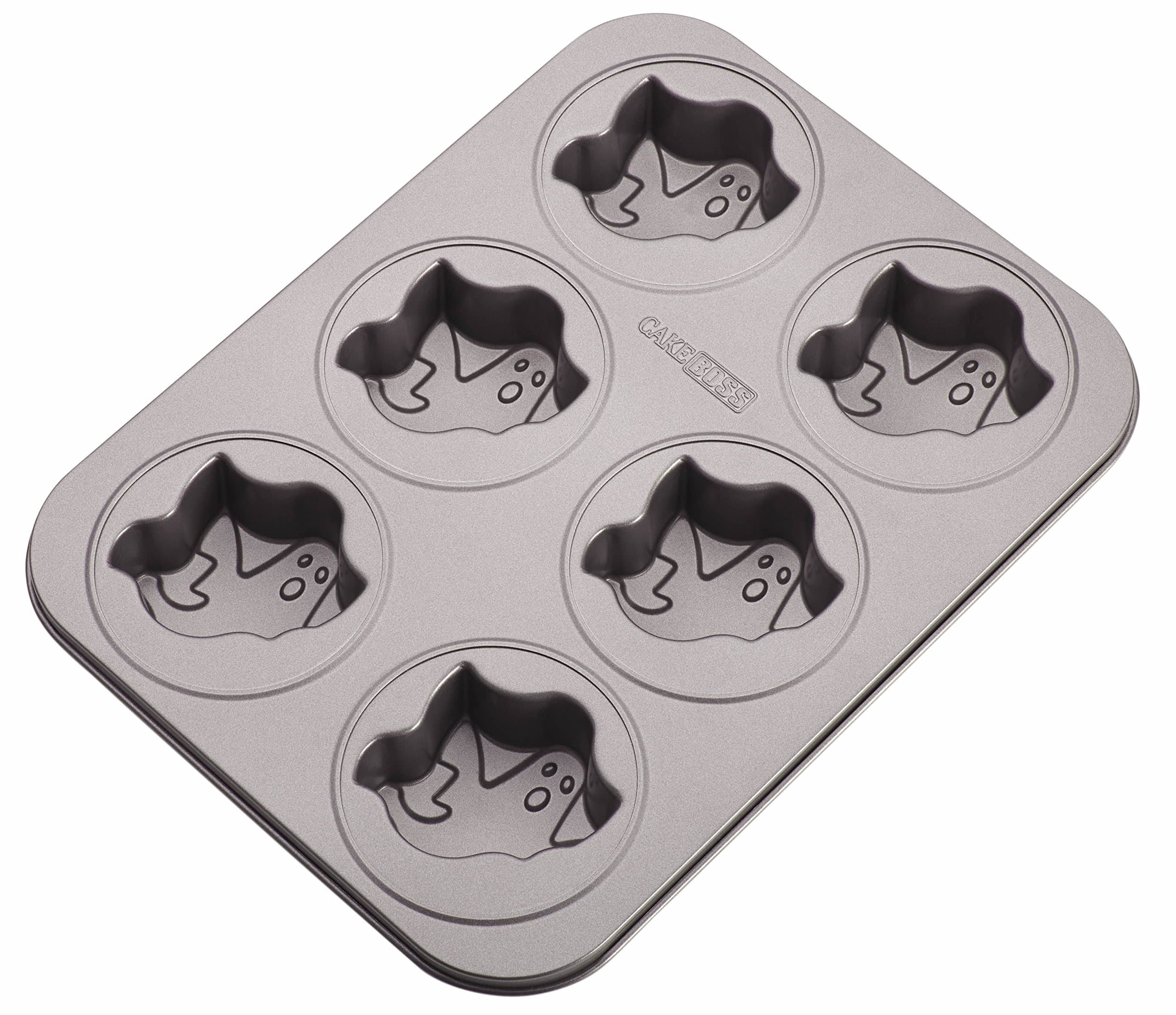 Cake BossNovelty Bakeware Nonstick 6-Cup Ghost Cakelette Pan, Gray