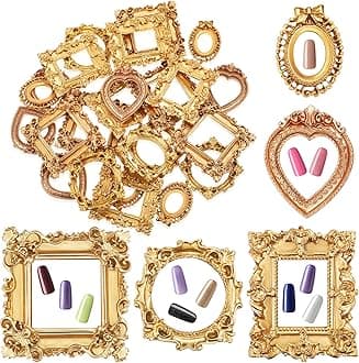 Vicenpal 25 Pieces Vintage Resin Picture Frame Antique Photo Resin Frame Mini Resin Jewelry Display Frame Photography Photo Frame DIY Small Photo Frame for Mobile Phone Manicure Photo Home Decoration