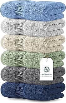 White Classic Luxury Multicolor Hand Towels - Soft 100% Turkish Cotton | Highly Absorbent Hotel spa Bathroom Towel Collection | 16x30 Inch | Set of 6