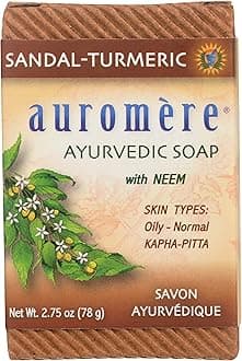 Auromere Ayurvedic Bar Soap, Sandal Turmeric - Eco Friendly, Handmade, Vegan, Cruelty Free, Natural, Non GMO (2.75 oz), 1 pack