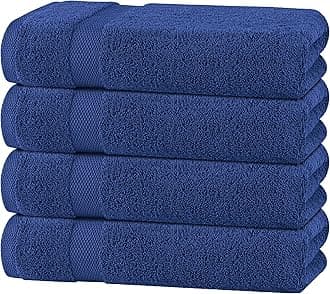 White Classic Navy Blue Bath Towels 27x54 Inch, Cotton Towel Set for Bathroom, Hotel, Gym, Spa, Soft Extra Absorbent Quick Dry 4 Pack