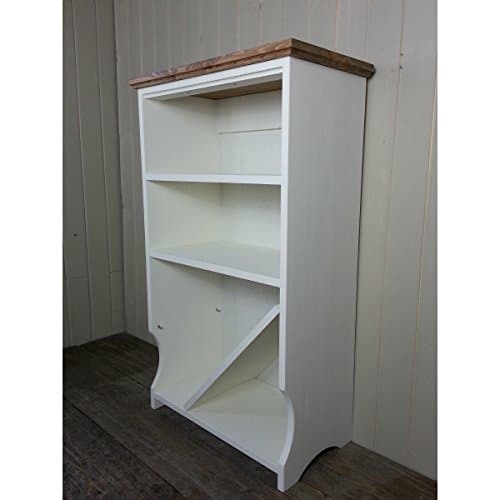 Tall shoe rack solid wooden 4 tier tower hallway storage organizer cabinet and shelves with back and boot shelf painted in Antique white with an Antique Pine top by Original Crate Furniture