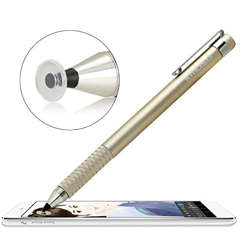 Kmoso ®Precise Fine Point Stylus Pen - Extremely Finest Tips With Clear Disc Stylus Capacitive Stylus for Touch Screen Devices( With 3 Free Replacement Discs)(GOLD)