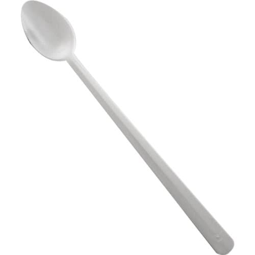 8" White Plastic Soda / Sundae Spoon 50 Pack