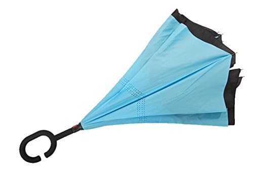 Double Layer Inverted Umbrella - Windproof - New Design (Black) (Blue)