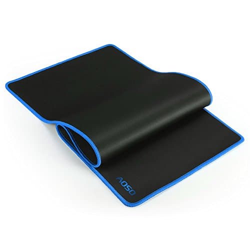 AOSO Large-Size Gaming Mouse Pad with Special-Textured Surface, Silky Smooth, Non-Slip Backing, Waterproof Surface & Stitched Edges(Blue)
