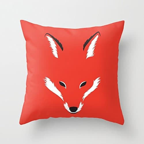 Red Fox Pillow Case with Zipper Square Fox Decorative Pillow Cover for Sofa and Couch 18 x 18 Canvas Pillowcase