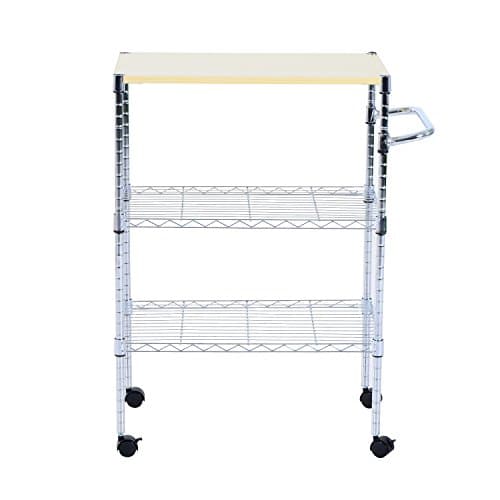 New Chrome 24"L Portable Rolling Wire Shelf Kitchen Storage Utility Trolley Cart