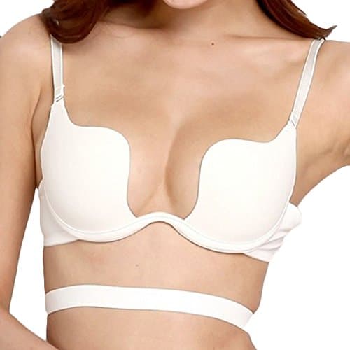 EESIM Women's Push Up Plunge Bra Deep U Multi-Way Bra, Convertible Plunge Bra Push Up Criss Cross Low Back Halter Bras
