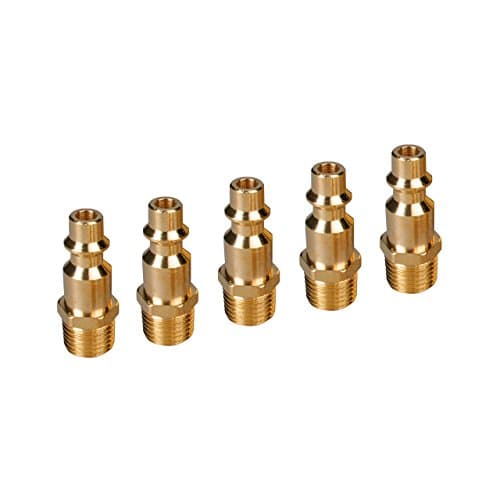 PowRyte Basic 1/4-Inch Industrial Solid Brass Quick Coupler Plug Set - 1/4-Inch NPT Male Thread, 5-Pack