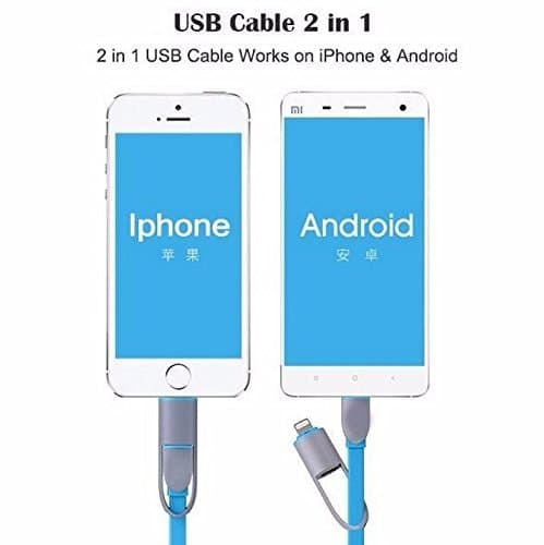 linditek Premium Usb Cable 2in1 Lightning & Micro Usb Fast Charge Car Charger for iPhone 7 / 6s / 6 Plus, iPad Air / Pro / mini, Samsung Galaxy and More (white)