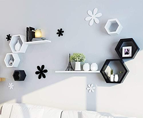 MingXinJia shelf storage racking Wall Shelf Wall Frame Free Wall Hanging Wall Creative Lattice TV Background Wall Decoration Living Room Wall Partition Storage Rack Shelf Partition Plate Bear heavy w