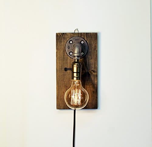 Plug in up facing Industrial Steampunk wall sconce pipe lamp with classic Edison bulb
