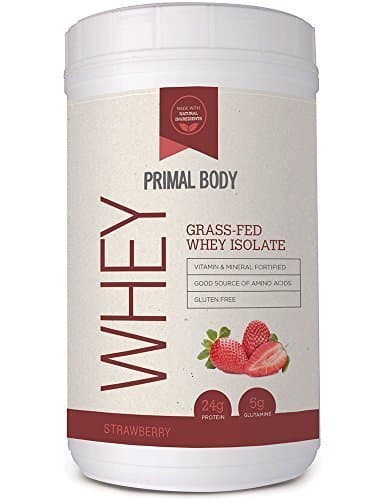 Grass Fed 100% Whey Protein Isolate - 2 Pounds - 24g Protein - Primal Body by morellifit - Strawberry by Primal Body