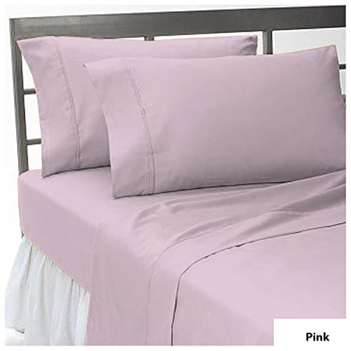 Ultra Soft 500 TC 1 Pcs Flat Sheet King Size with New "Pink" Color and Solid Pattern 100% Pima Cotton