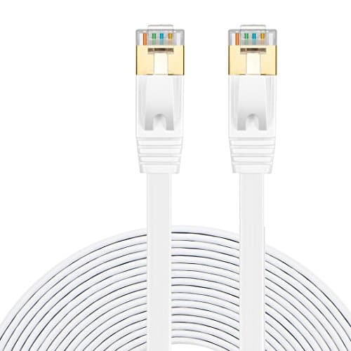 Cat 7 Ethernet Cable 3Ft White, Wintter Cat7 RJ45 Network Patch Cable Flat 10 Gigabit 600Mhz Lan Wire Cable Cord Shielded for Modem, Router, PC, Mac, Laptop, PS2, PS3, PS4, XBox 360