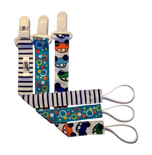 Pacifier Clip – Zemog Baby – BOY – 3- pack 2-sided pacifier holder. Helps prevent germs and bacteria getting to your baby’s pacifier, teething toy and blankies