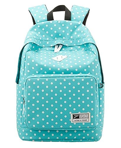 Oppas Lightweight Casual Style Canvas Polka Dot Backpack for Teens School Bag fits 14inch Loptop
