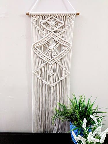 HERMOSO Handmade Macrame Wall Hanging -woven wall hanging -macrame tapestry -100% Natural Cotton Cord, 14" W X 32" L.Decoration For The Living Room Kitchen Bedroom